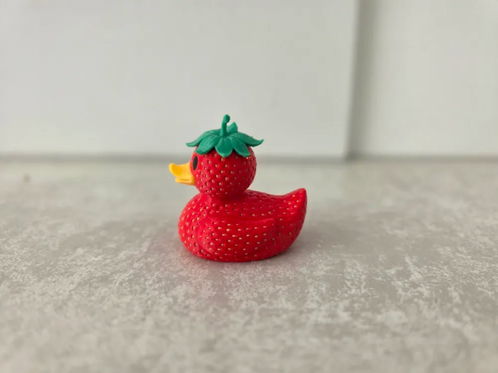 Strawberry Duck Novelty Figurine angle – 3D Printed Cute Strawberry Duck by FOFUS Kerala