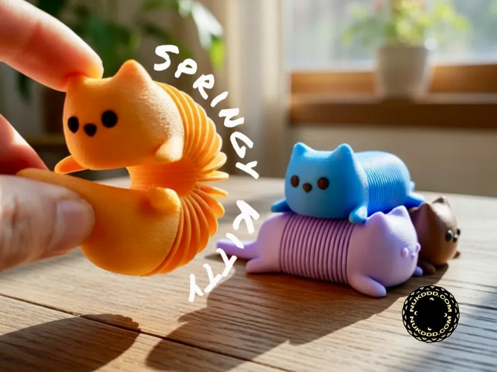 Springy Kitty Flexi Fidget – 3D Printed Articulated Cat Fidget Toy by FOFUS, Thrissur Kerala