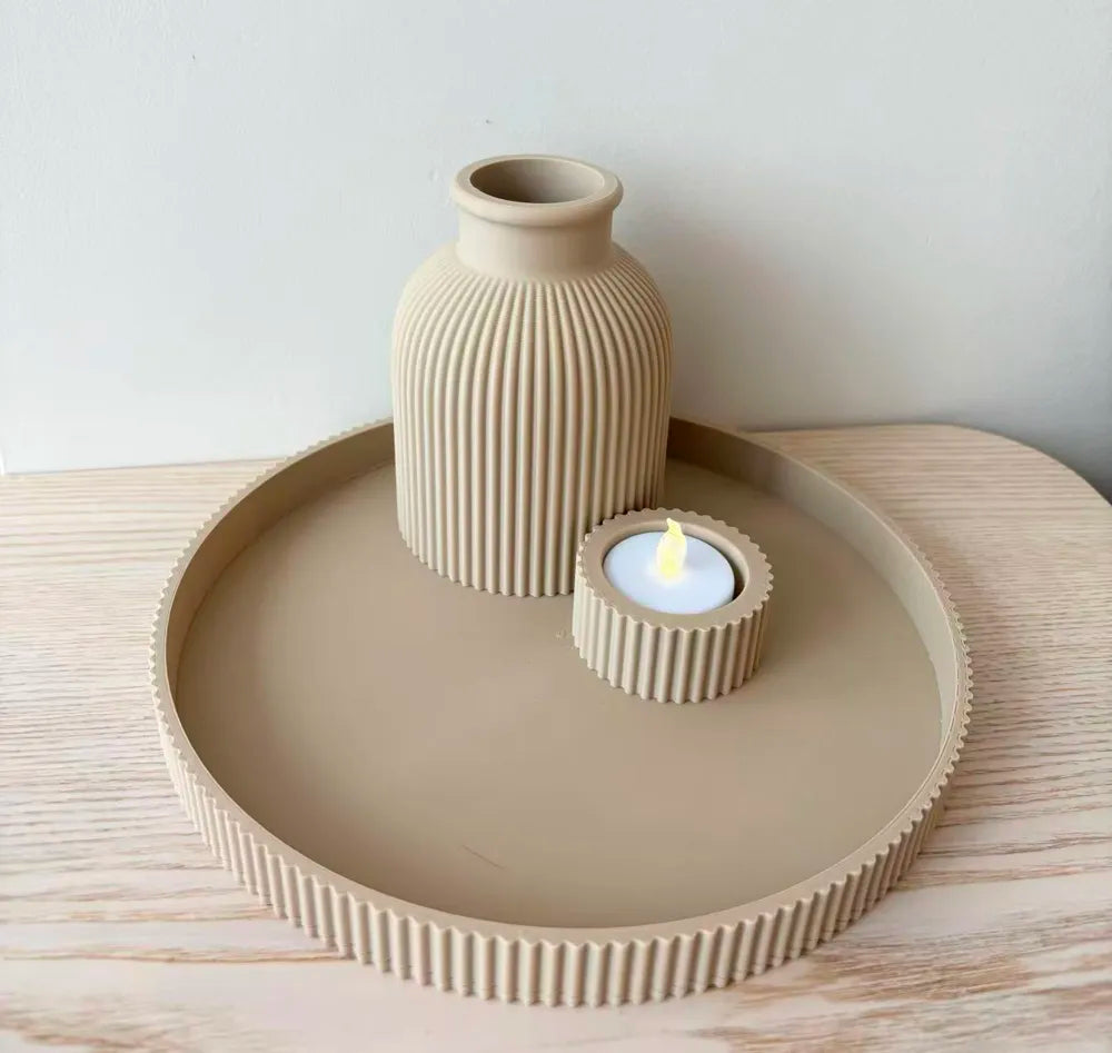Decor Set Vase Candle Tray angle – 3D Printed Home Styling Set by FOFUS Kerala
