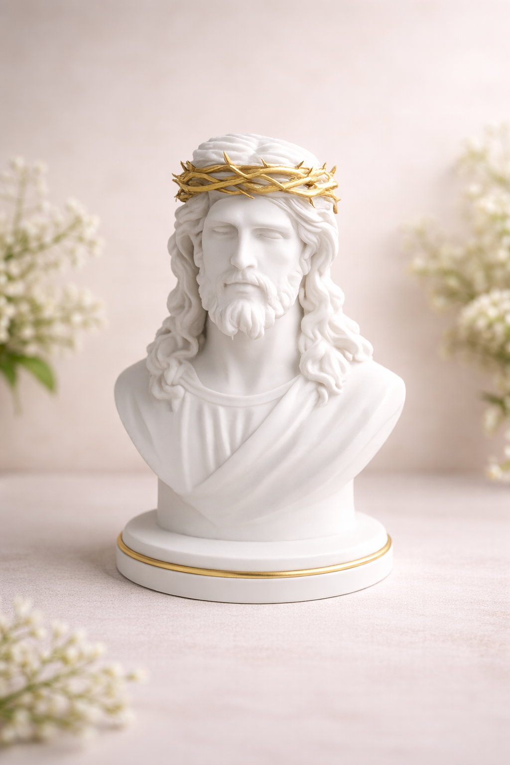 Jesus Crown of Thorns Bust angle – 3D Printed Passion of Christ Sculpture by FOFUS Kerala