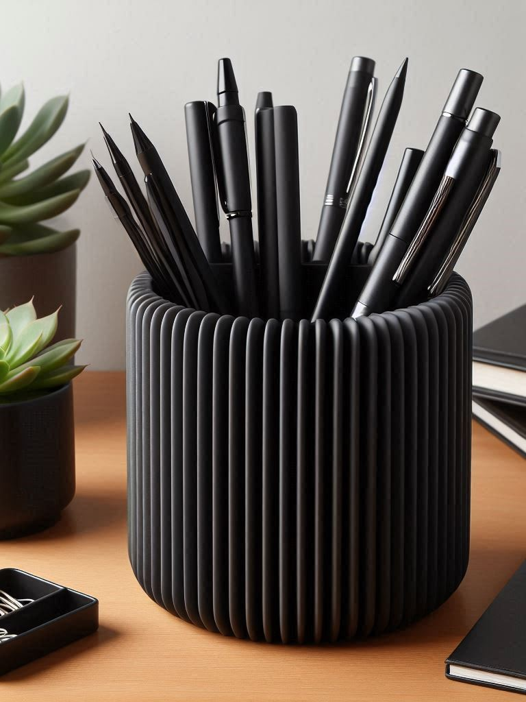 Modern ribbed pen holder