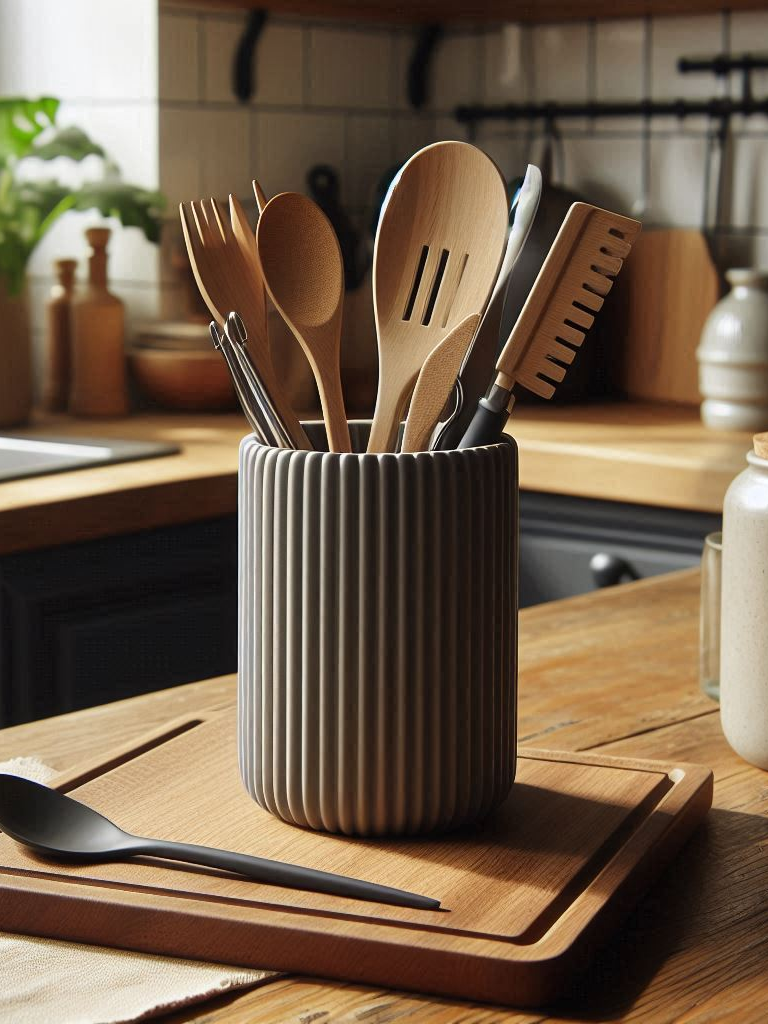 Ribbed cutlery holder