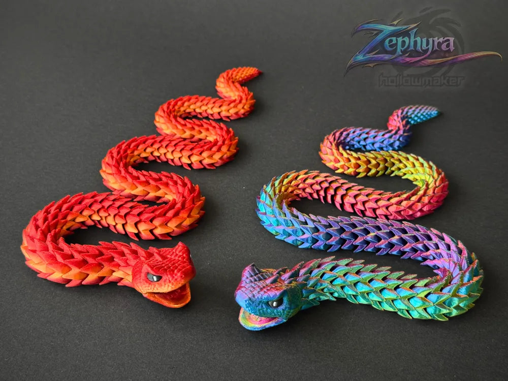 Zephyra Articulated Snake Figurine angle – 3D Printed Flexi Snake Toy by FOFUS Kerala