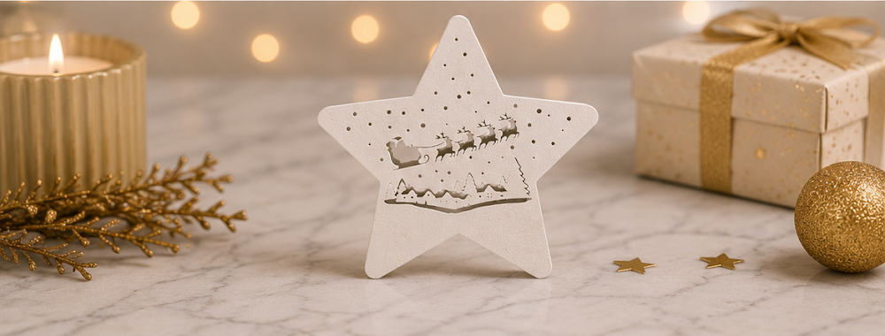 3D Printed Star Shaped Decorative Showpiece with Festive Cutout Design