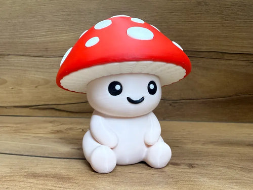 Champignon Kawaii Mushroom Figurine – 3D Printed Cute Mushroom Collectible by FOFUS, Thrissur Kerala
