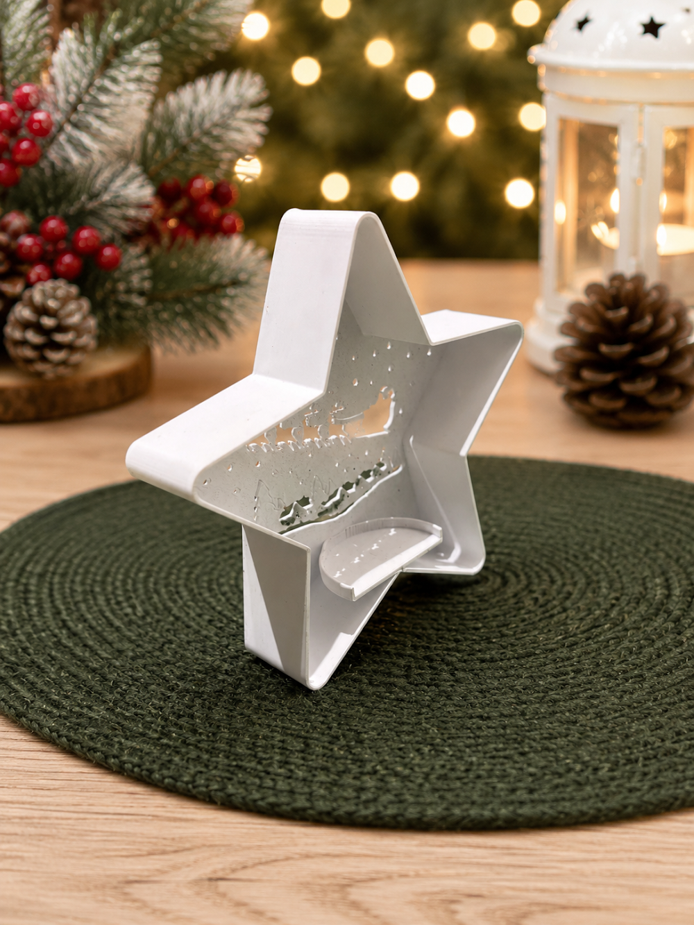 3D Printed Star Shaped Decorative Showpiece with Festive Cutout Design