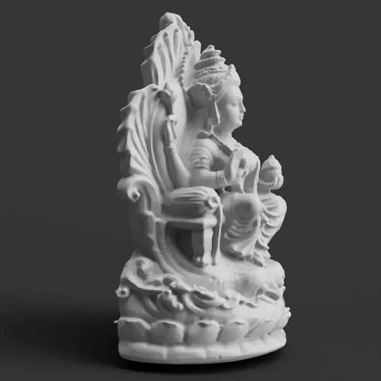 Maa Lakshmi Lotus Throne Idol angle – 3D Printed Prosperity Goddess by FOFUS Kerala