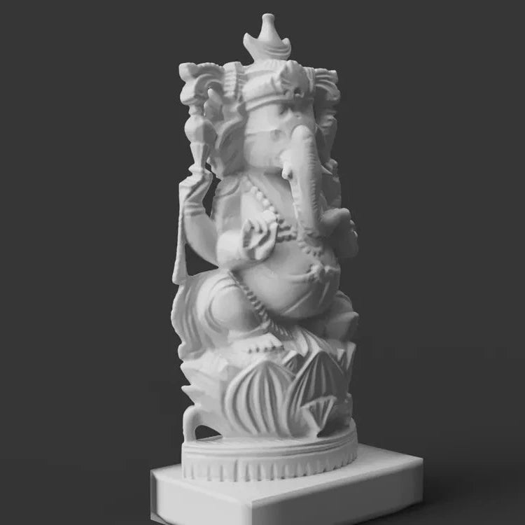 Ganesha Lotus Moon Crown Idol angle – 3D Printed Celestial Ganapathi by FOFUS Kerala