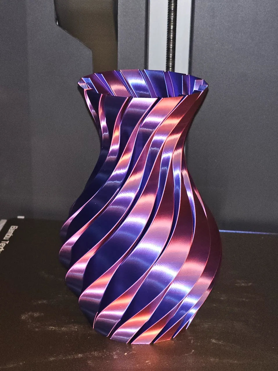 Twisting Pillars Vase angle – 3D Printed Sculptural Spiral Vase by FOFUS Kerala