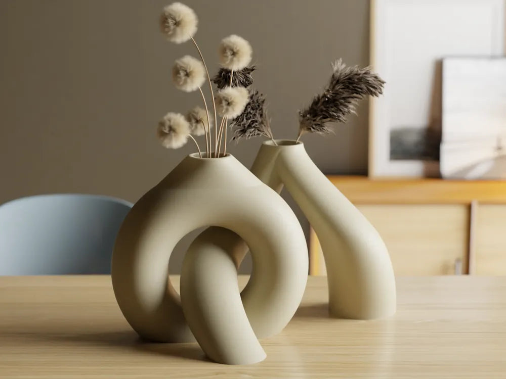 Interlocking Toroidal Vases – 3D Printed Geometric Minimalist Vase Set by FOFUS, Thrissur Kerala