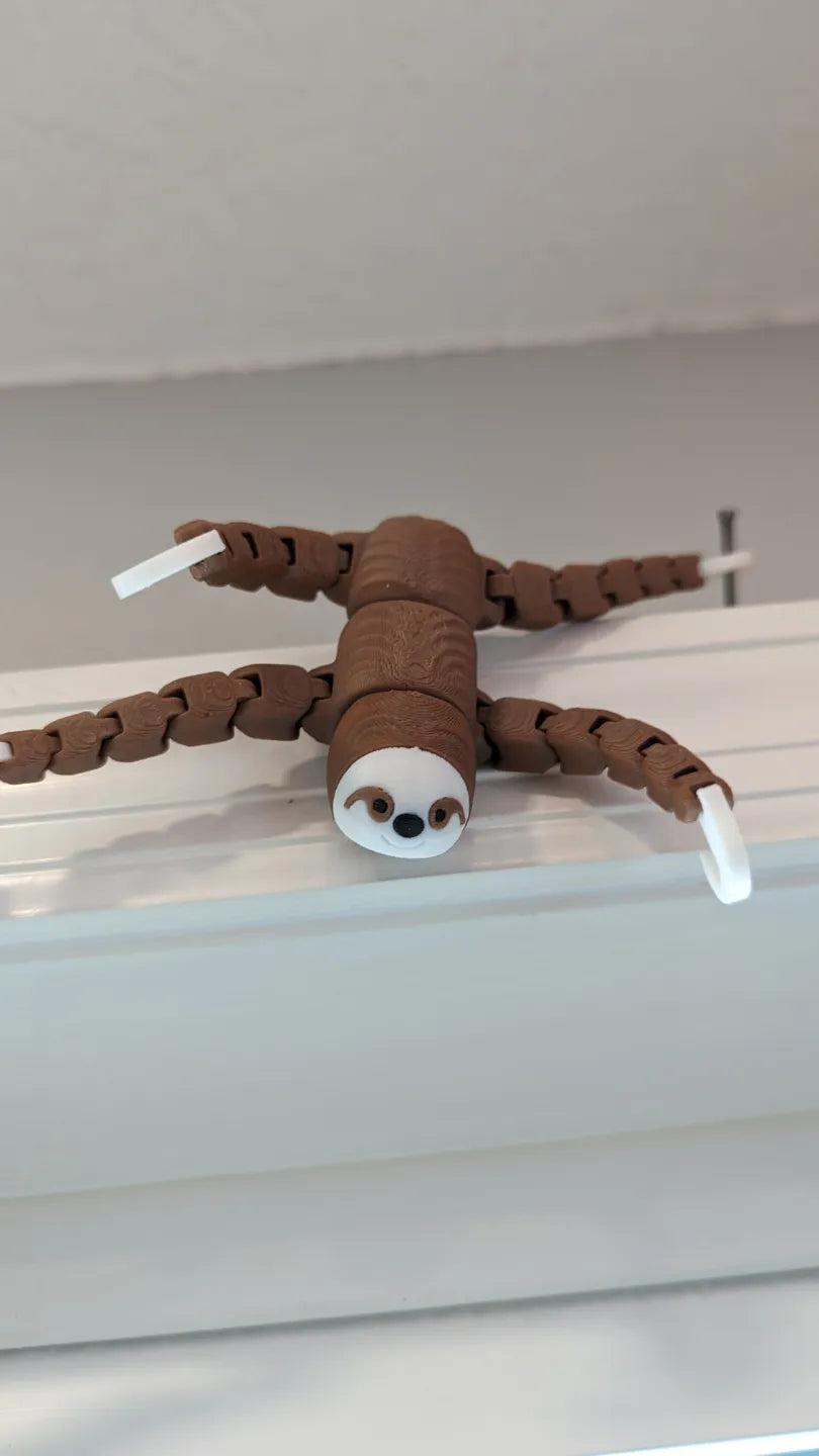 Flexi-Sloth Poseable Figurine angle – 3D Printed Articulated Sloth Toy by FOFUS Kerala
