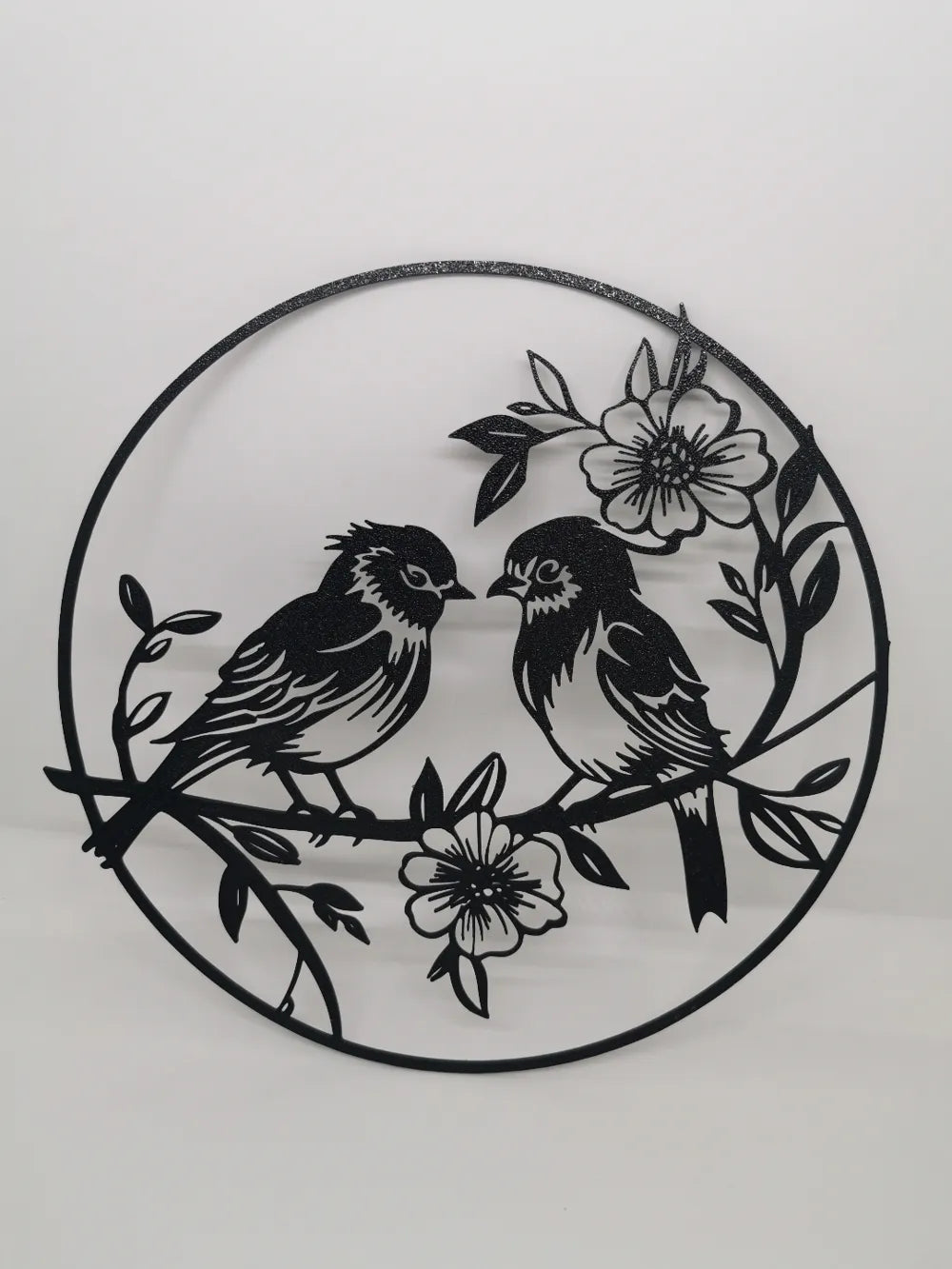 Birds with Flowers Wall Art angle – 3D Printed Botanical Bird Layered Sculpture by FOFUS Kerala