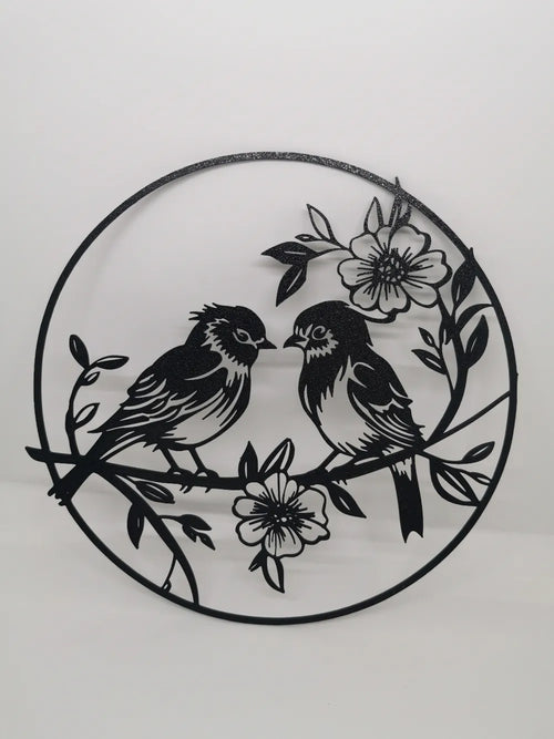 Birds with Flowers Wall Art angle – 3D Printed Botanical Bird Layered Sculpture by FOFUS Kerala