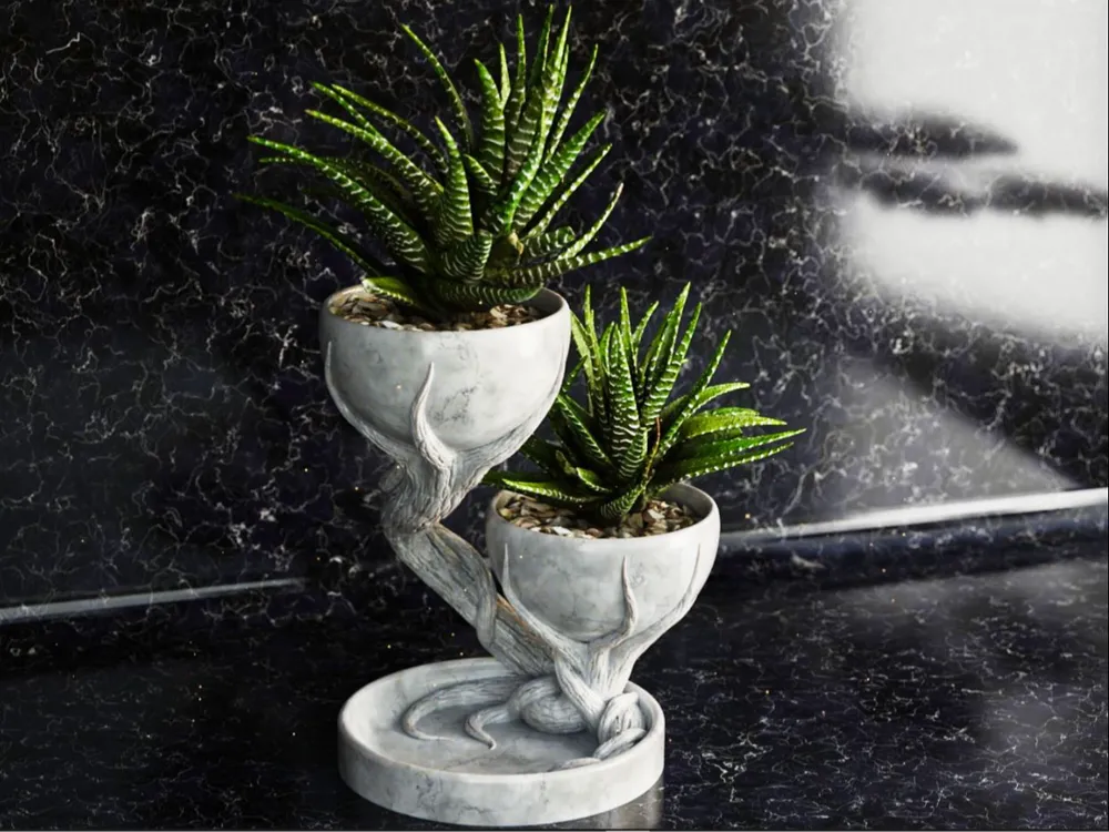 Double Tree Pot – 3D Printed Twin-Tree Sculptural Plant Pot by FOFUS, Thrissur Kerala