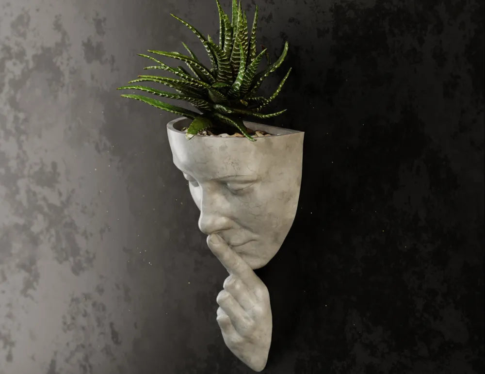 Woman Face Planter angle – 3D Printed Feminine Wall Planter by FOFUS Kerala