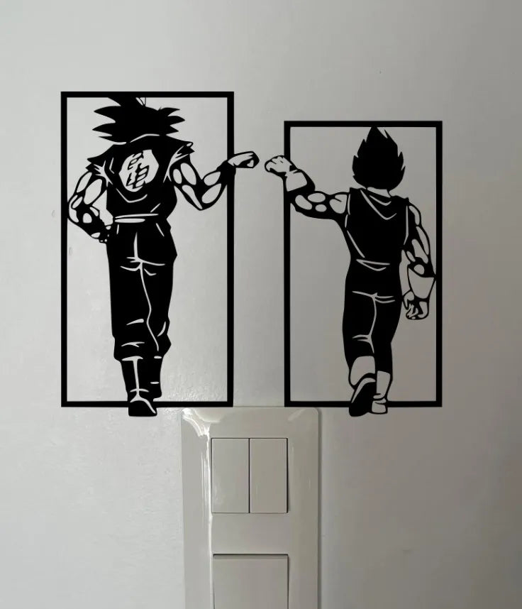 Son Goku and Vegeta Wall Decor angle – 3D Printed Dragon Ball Z Anime Wall Art by FOFUS Kerala