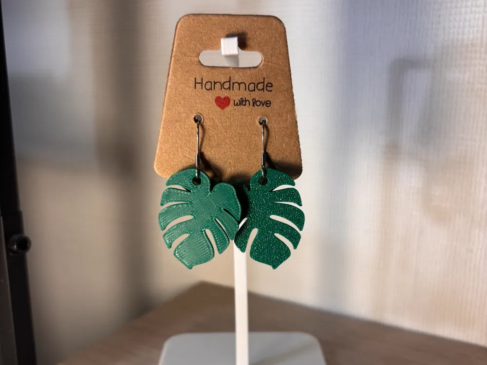 Monstera Leaf Earrings – 3D Printed Tropical Botanical Jewellery by FOFUS, Thrissur Kerala