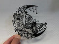 Moon with Butterfly and Flowers Wall Decor – 3D Printed Celestial Art by FOFUS, Thrissur Kerala