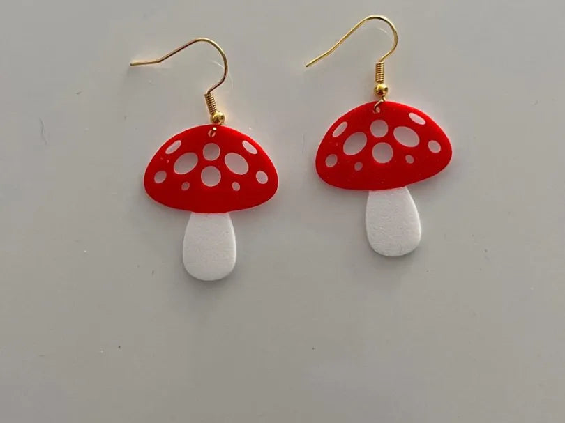 Mushroom Cottagecore Earrings – 3D Printed Whimsical Nature Jewellery by FOFUS, Thrissur Kerala