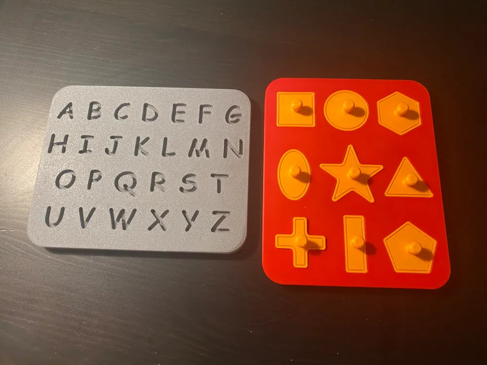 Shapes and Alphabet Board angle – 3D Printed 2-in-1 Learning Toy by MAYANS FOFUS Kerala