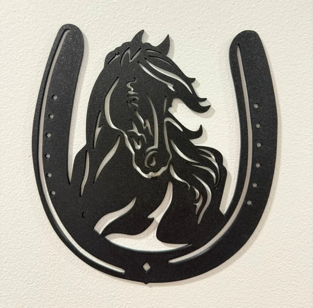Horse in a Horseshoe Wall Art – 3D Printed Equestrian Lucky Charm Decor by FOFUS, Thrissur Kerala