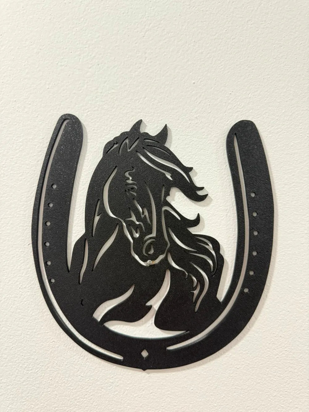 Horse in a Horseshoe Wall Art angle – 3D Printed Equestrian Lucky Charm Decor by FOFUS Kerala