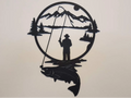 Mountain and Fishing Silhouette Wall Art – 3D Printed Outdoor Nature Decor by FOFUS, Thrissur Kerala
