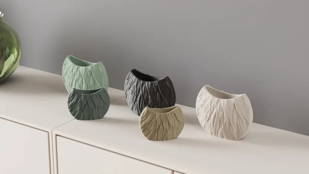 Modern Circular Vase Fur Style Texture detail – 3D Printed Textured Round Vase by FOFUS Kerala