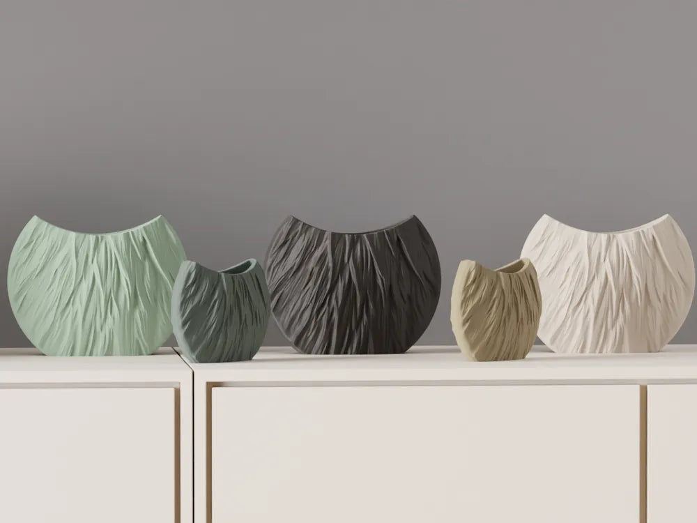 Modern Circular Vase Fur Style Texture – 3D Printed Textured Round Vase by FOFUS, Thrissur Kerala