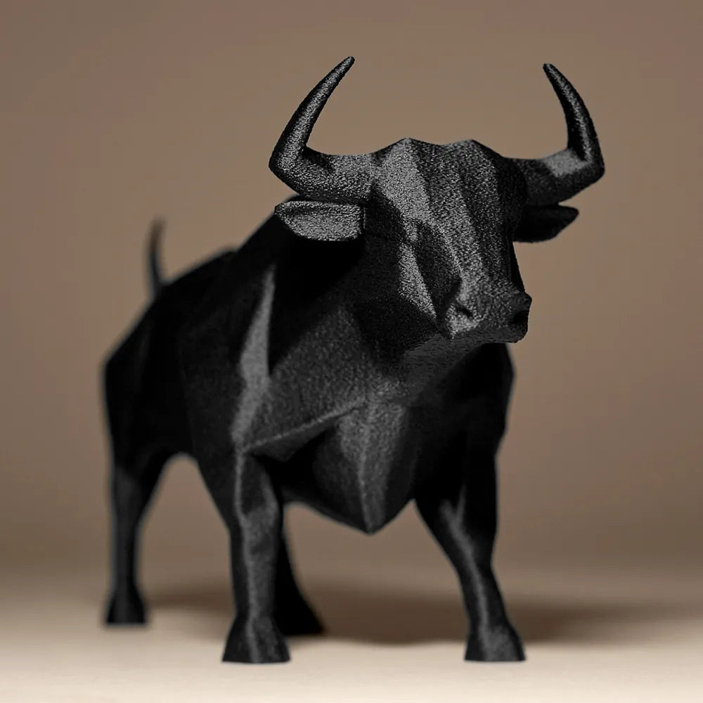 Bull Decor Sculpture angle – 3D Printed Bold Home Figurine by FOFUS Kerala