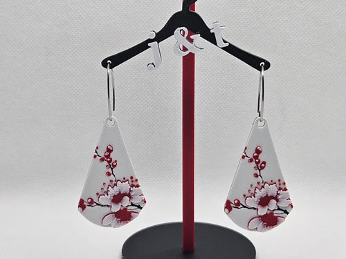 Cherry Blossom Teardrop Earrings – 3D Printed Floral Spring Jewellery by FOFUS, Thrissur Kerala