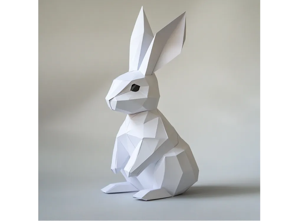Modern Low Poly Bunny – 3D Printed Geometric Animal Sculpture by FOFUS, Thrissur Kerala