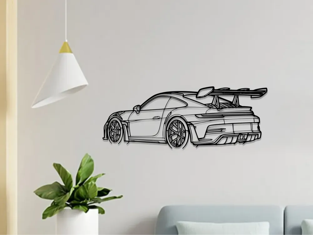 Porsche 911 GT3 RS Wall Art – 3D Printed Automotive Sculpture Wall Piece by FOFUS, Thrissur Kerala