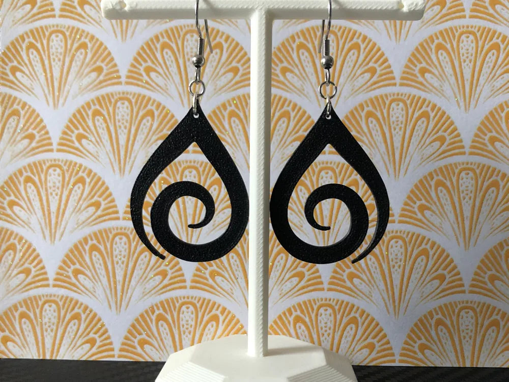 Spiral in a Drop Earrings – 3D Printed Teardrop Spiral Jewellery by FOFUS, Thrissur Kerala