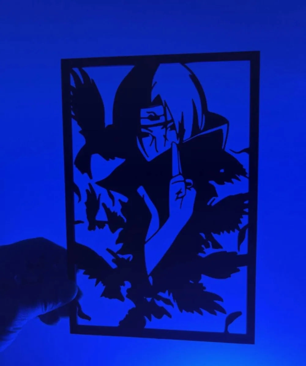 Itachi Uchiha Wall Art angle – 3D Printed Naruto Anime Sharingan Wall Sculpture by FOFUS Kerala