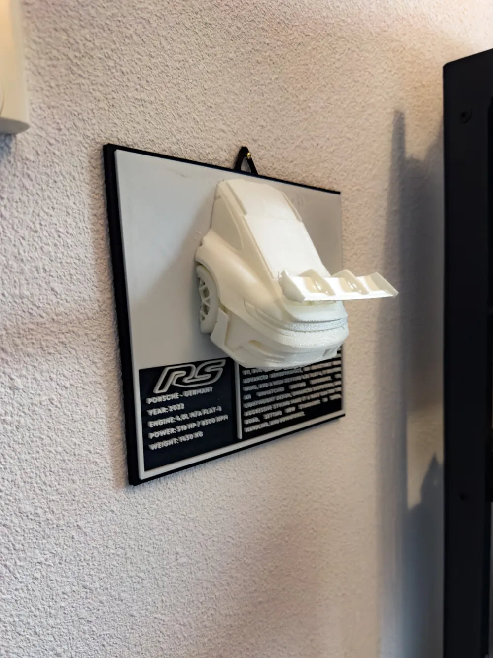 Porsche 911 Wall Art Widowmaker angle – 3D Printed Racing Car Wall Sculpture by FOFUS Kerala