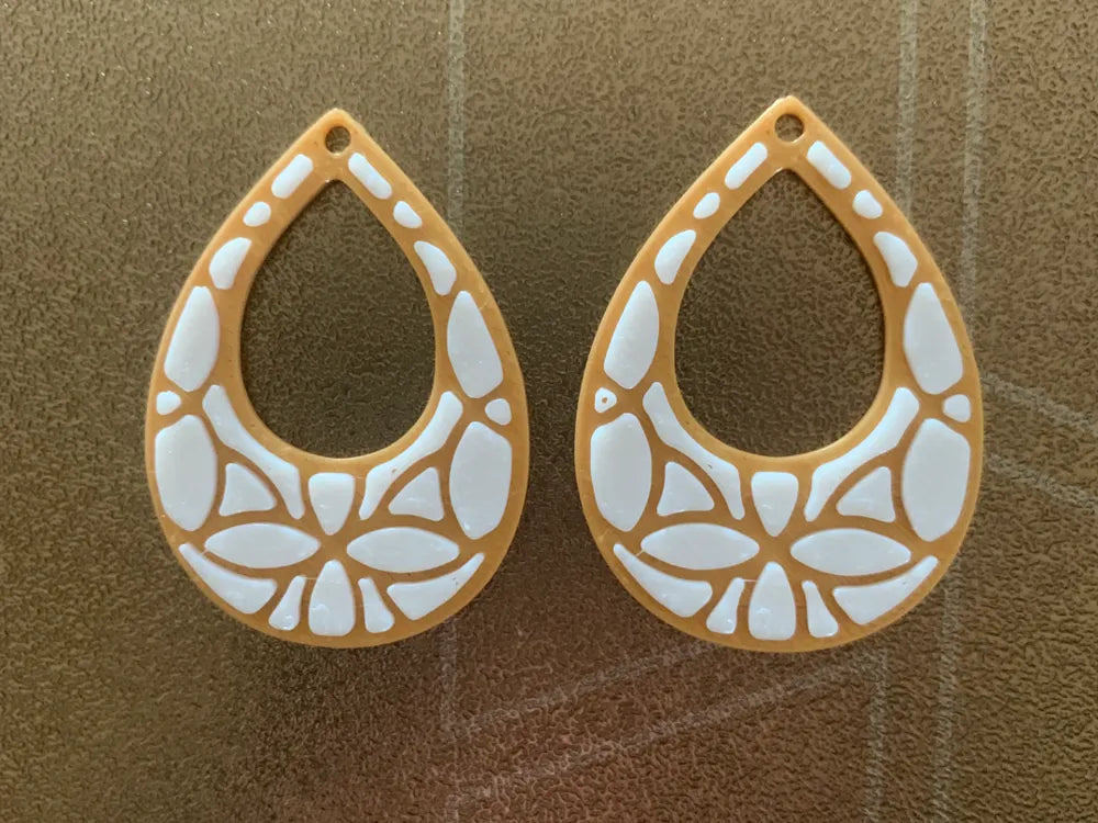 Golden Floral Teardrop Earrings – 3D Printed Elegant Festive Jewellery by FOFUS, Thrissur Kerala