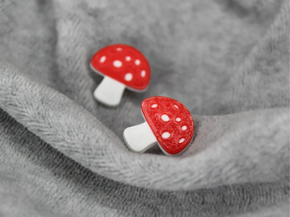 Cute Mushroom Stud Earrings – 3D Printed Cottagecore Nature Jewellery by FOFUS, Thrissur Kerala