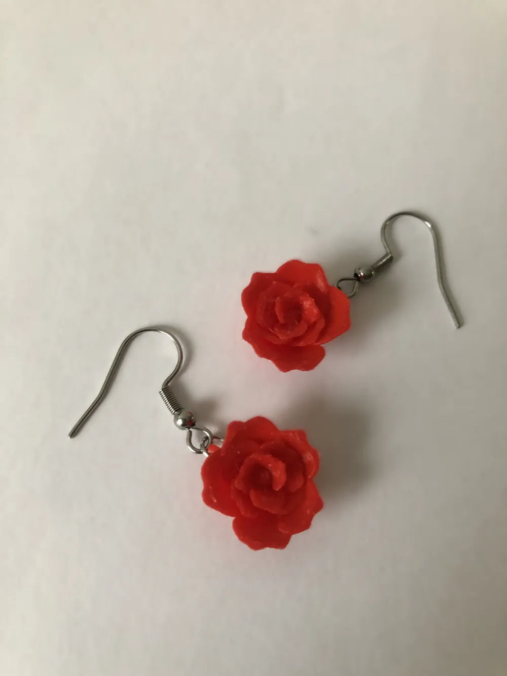 3D Rose Sculptural Earrings angle – 3D Printed Romantic Floral Jewellery by FOFUS Kerala