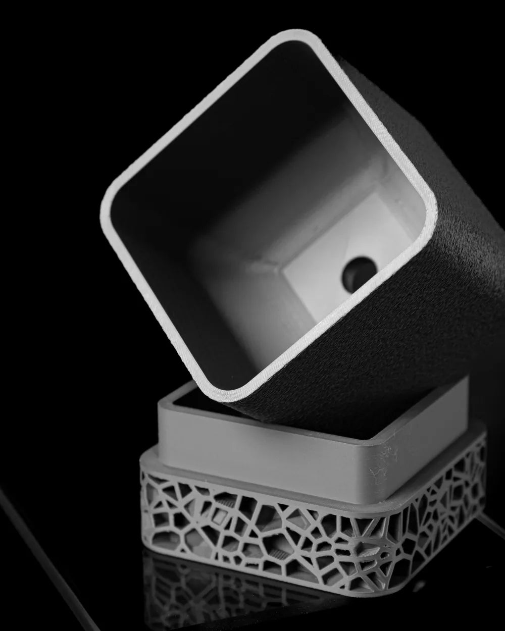 Vori Square Planter angle – 3D Printed Minimalist Geometric Plant Pot by FOFUS Kerala
