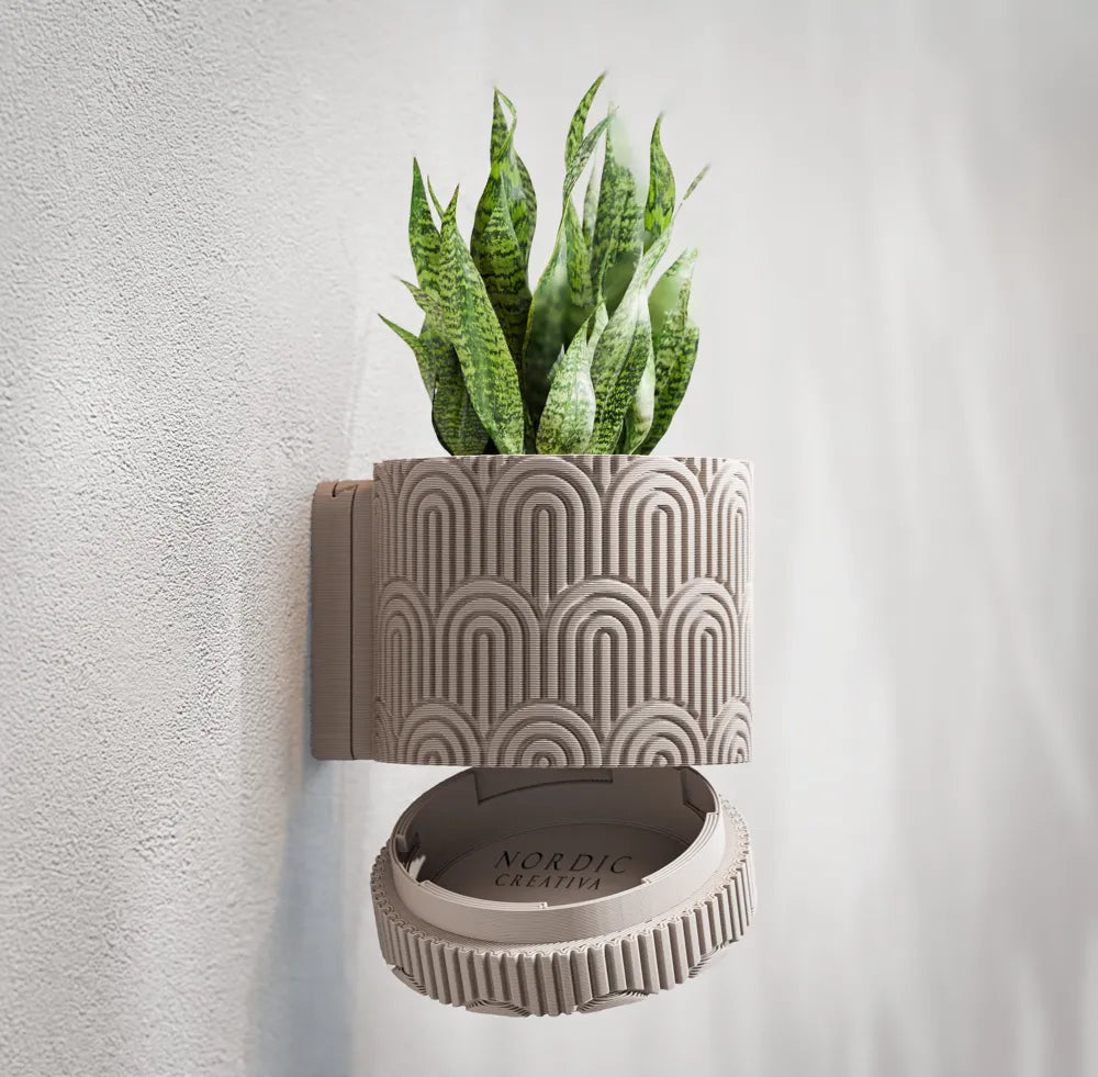 Arc Textured Wall Planter angle – 3D Printed Botanical Wall Planter by FOFUS Kerala