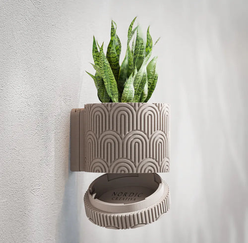 Arc Textured Wall Planter angle – 3D Printed Botanical Wall Planter by FOFUS Kerala