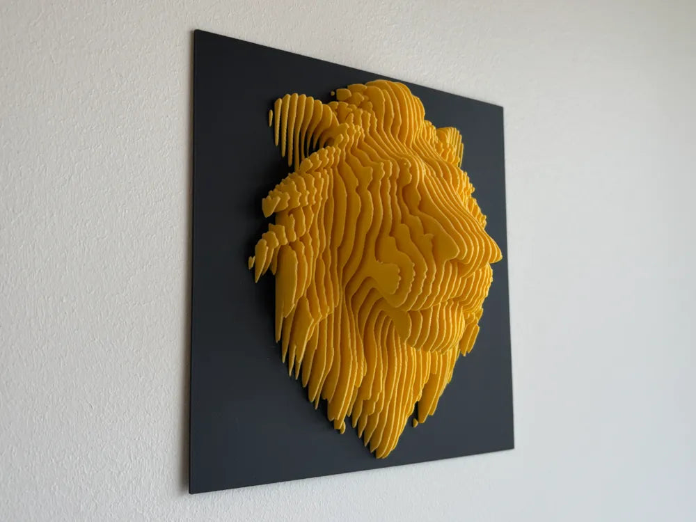 Lion Head Layered Sculpture Wall Art – 3D Printed Majestic King of Jungle Wall Decor by FOFUS, Thrissur Kerala