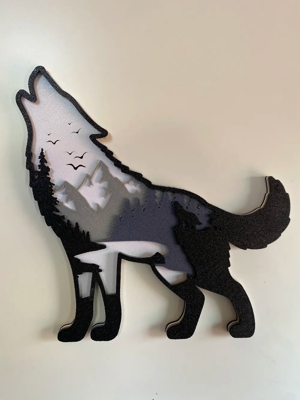 The Wolf Premium Wall Art angle – 3D Printed Large Format Wildlife Sculpture by FOFUS Kerala