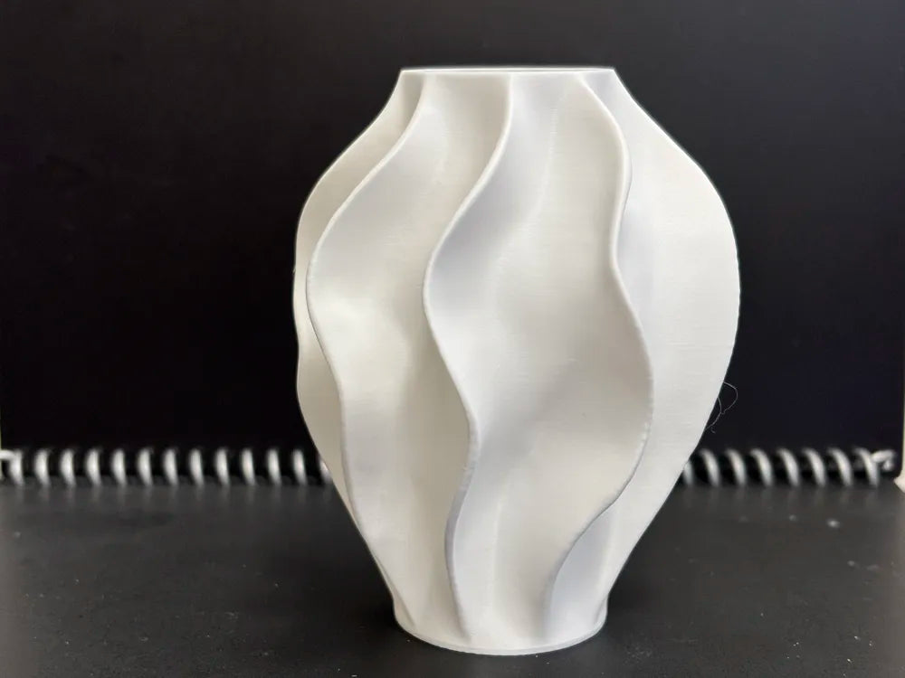 Waves Vase angle – 3D Printed Fluid Wave Flower Vase by FOFUS Kerala