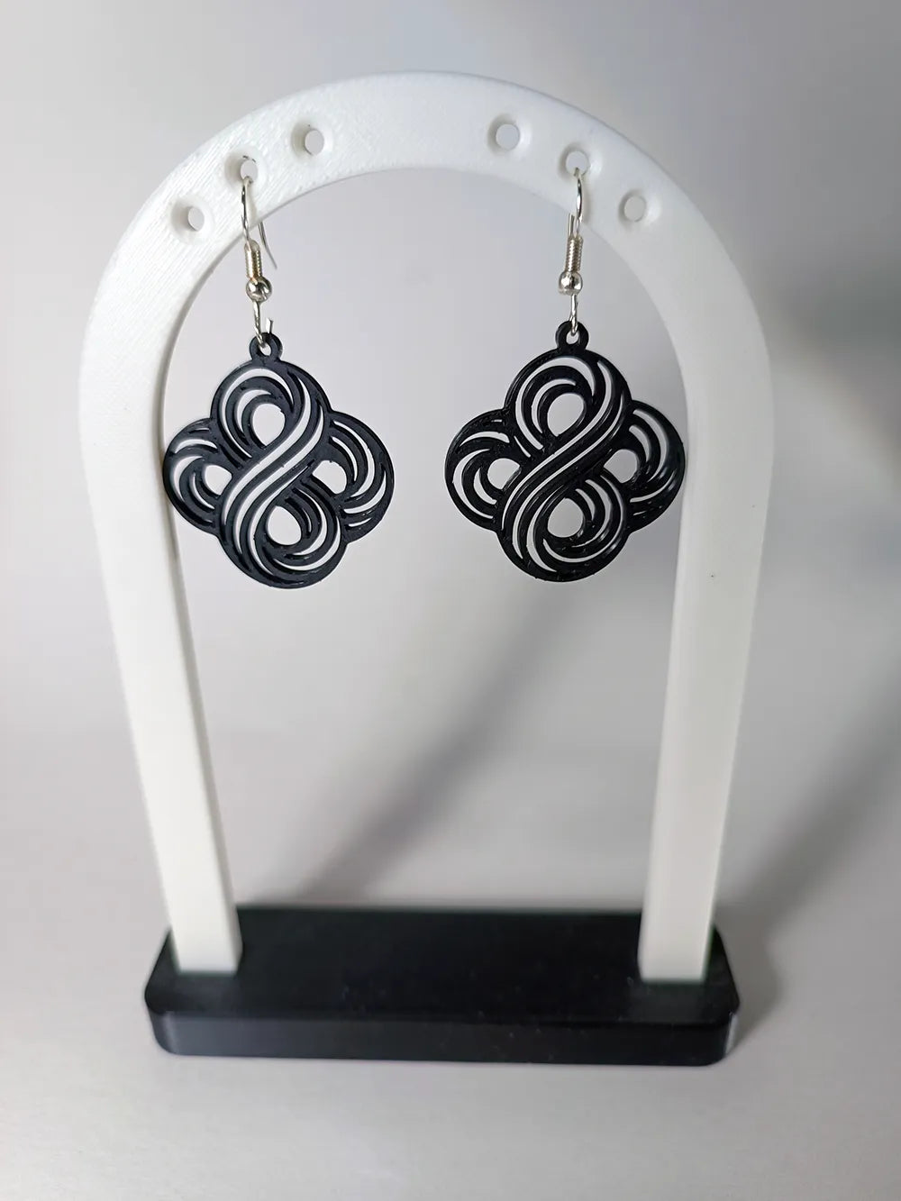 Infinite Love Knot Earrings angle – 3D Printed Infinity Jewellery by FOFUS Kerala
