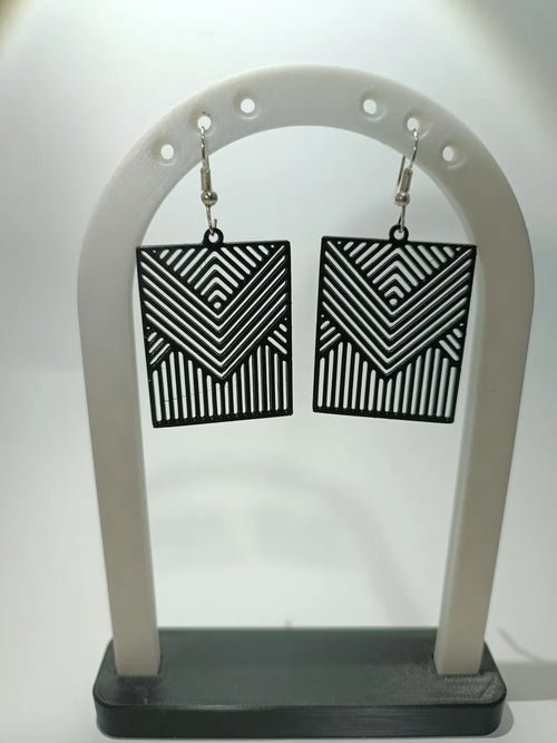 Chevron Arc Earrings – 3D Printed Dynamic Angular Jewellery by FOFUS, Thrissur Kerala