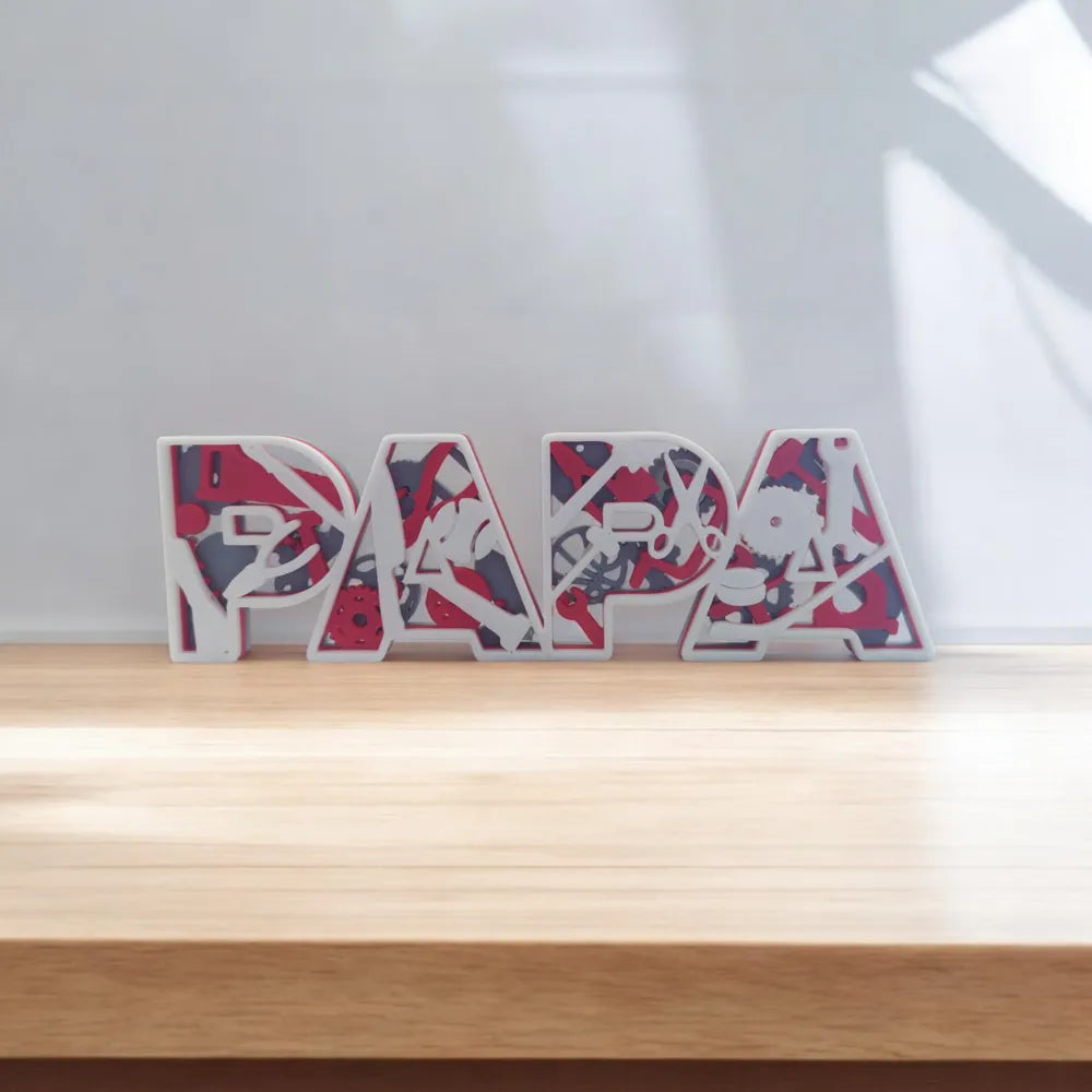 PAPA Layered Stand Father's Day Gift angle – 3D Printed PAPA Layered Desk Stand by FOFUS Kerala