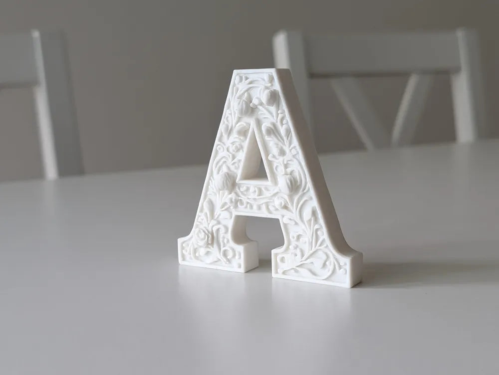 Floral Gypsum Style Standing Letter – 3D Printed Decorative Initial by FOFUS, Thrissur Kerala