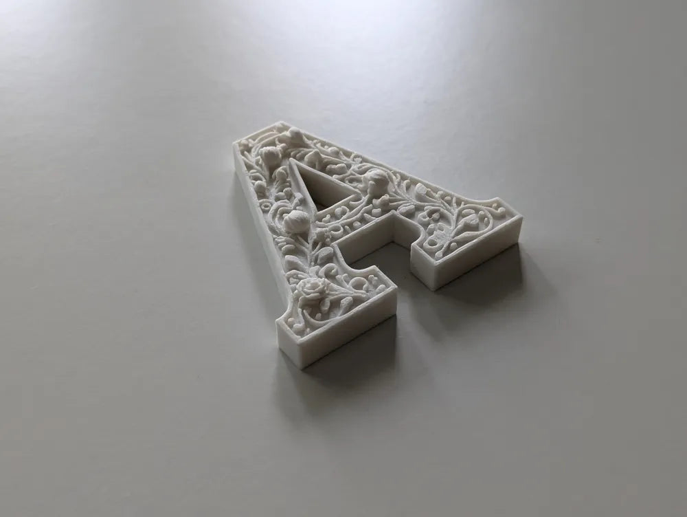 Floral Gypsum Standing Letter angle – 3D Printed Decorative Initial by FOFUS Kerala